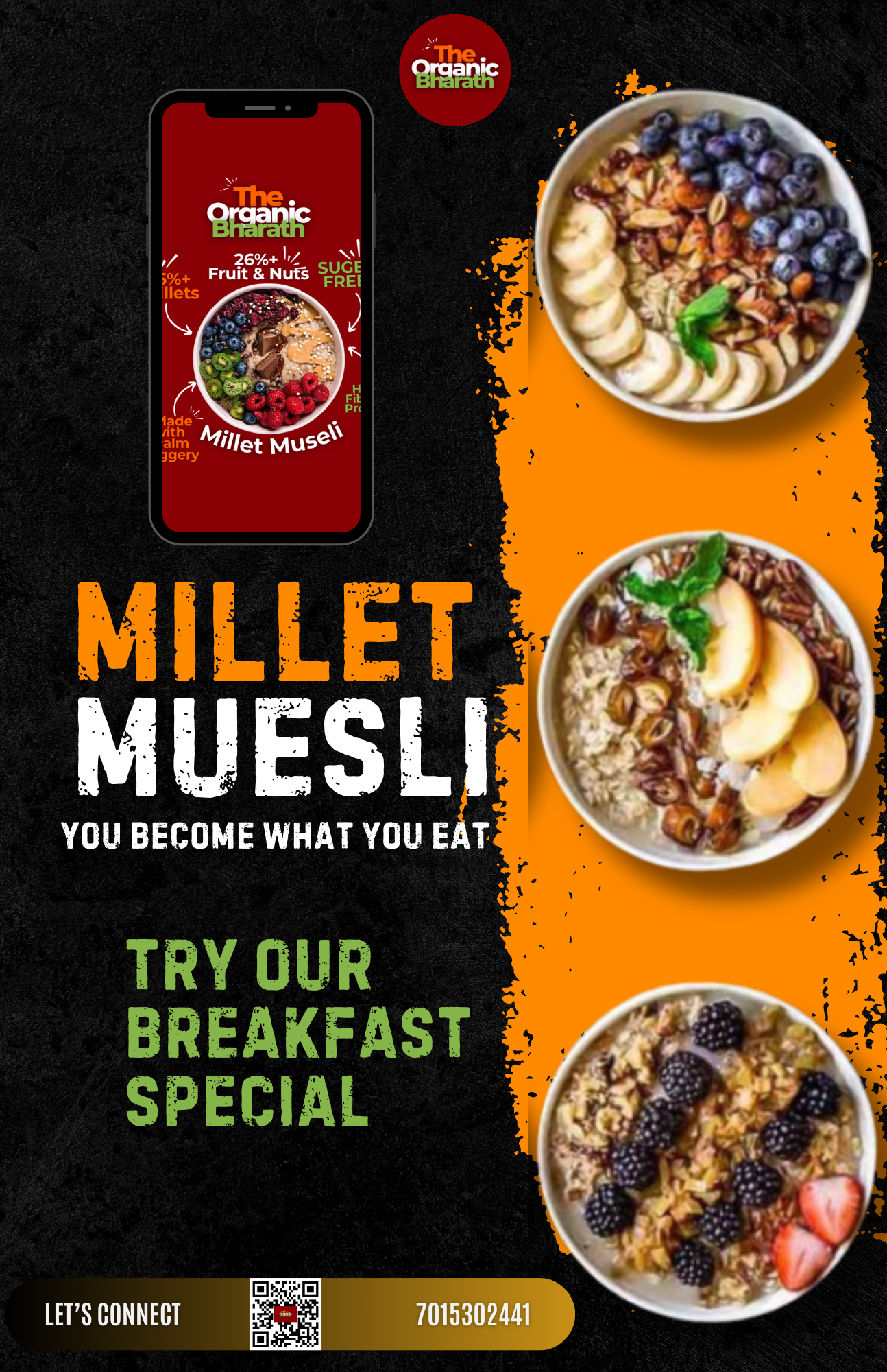 Healthiest Millet Muesli - 0 Added sugar & High Protein (To Make India healthy ) ~ 400 Gram